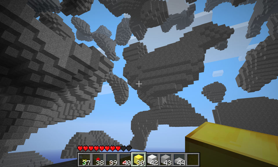 Screenshot of Minestalgia with 3D terrain generation using Perlin Noise